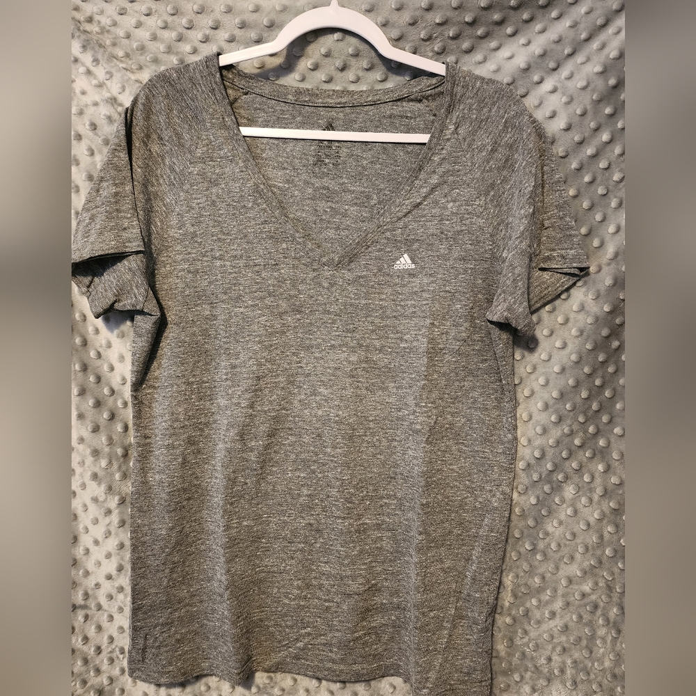 Adidas Gray V-Neck Tee 2XL